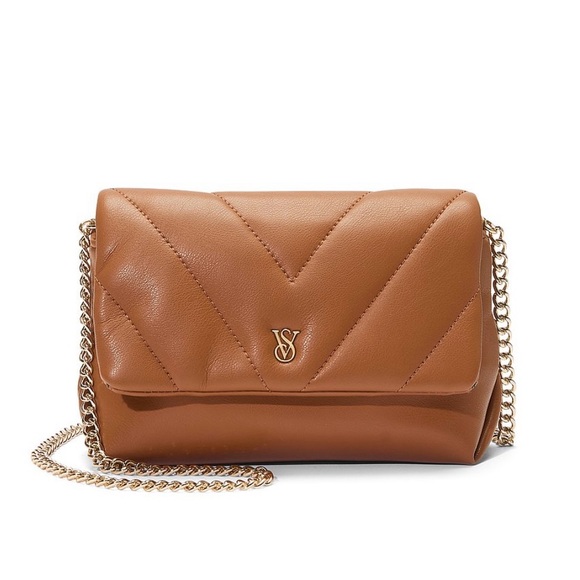 Victoria's Secret Handbags - Victoria's Secret Tan Quilted Chain Mini Shoulder Bag